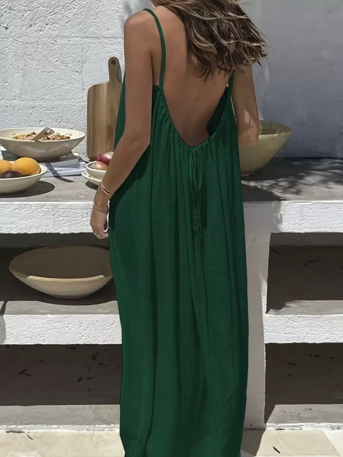 Backless Scoop Neck Maxi Dress