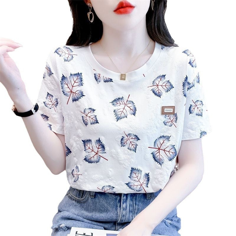 Summer Women's Shoulder Short-sleeved T-shirt