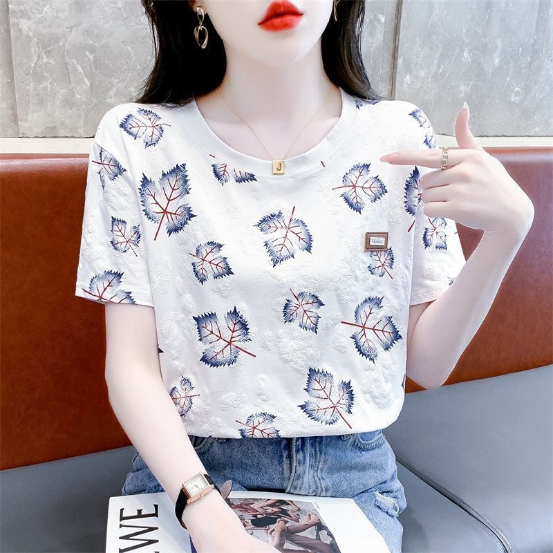Summer Women's Shoulder Short-sleeved T-shirt