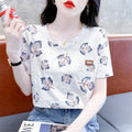 Summer Women's Shoulder Short-sleeved T-shirt