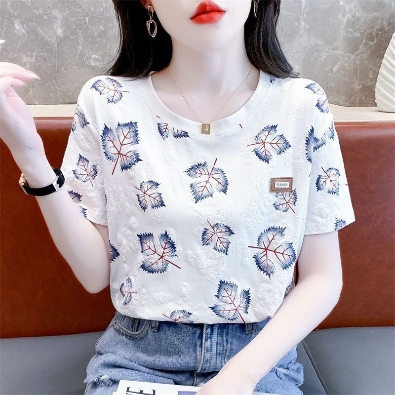 Summer Women's Shoulder Short-sleeved T-shirt