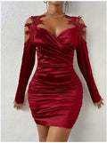 Satin elegant lace tight skirt pleated skirt