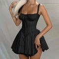 European and American Sexy Women's Lace Stitching Slip Skirt Waist Backless Small Skirt Pure White dress Women