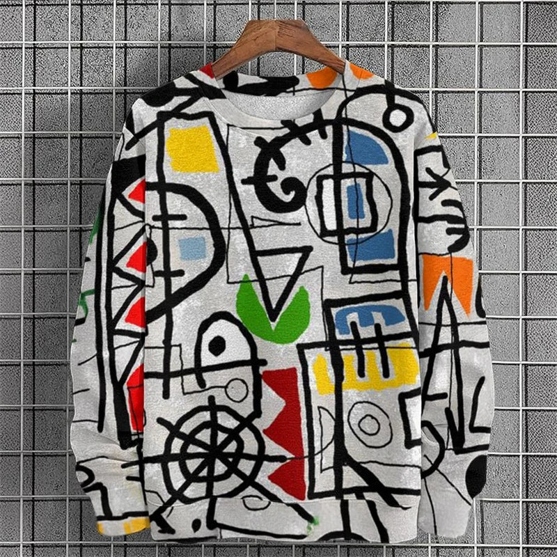 Street Graffiti Graphic Men's Clothes Long Sleeves Pullover Sweatshirt 3D Printed Colorful Streetwear Harajuku Popular Hoodies