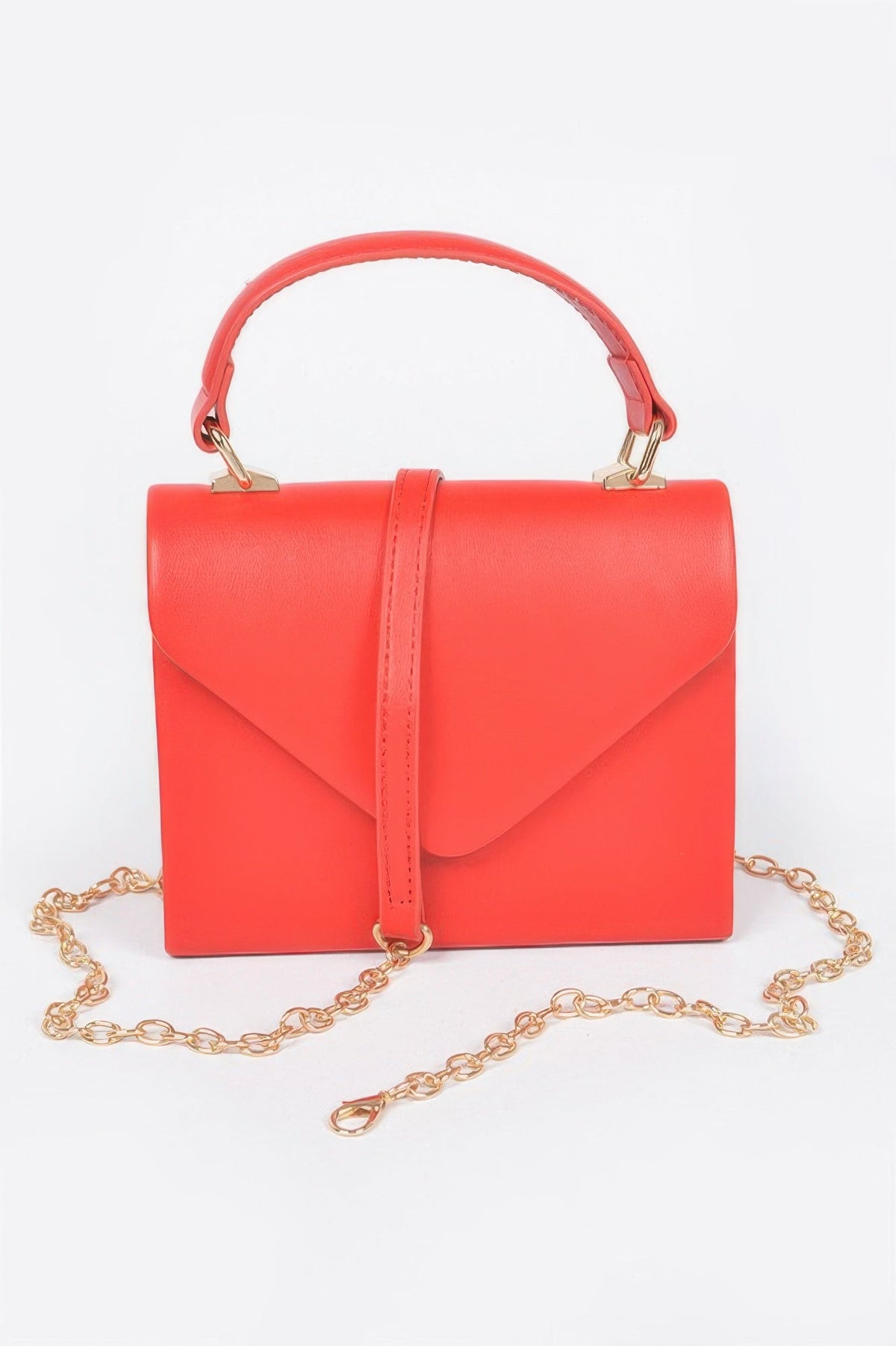 Faux Leather Simple Handle Clutch
