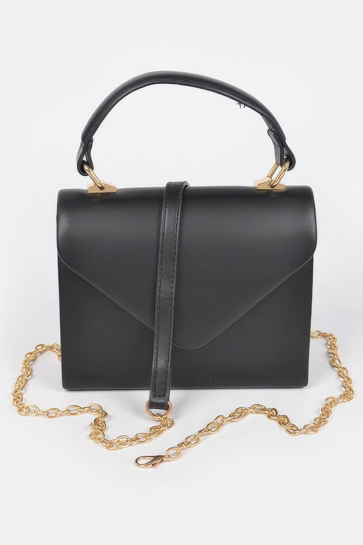 Faux Leather Simple Handle Clutch