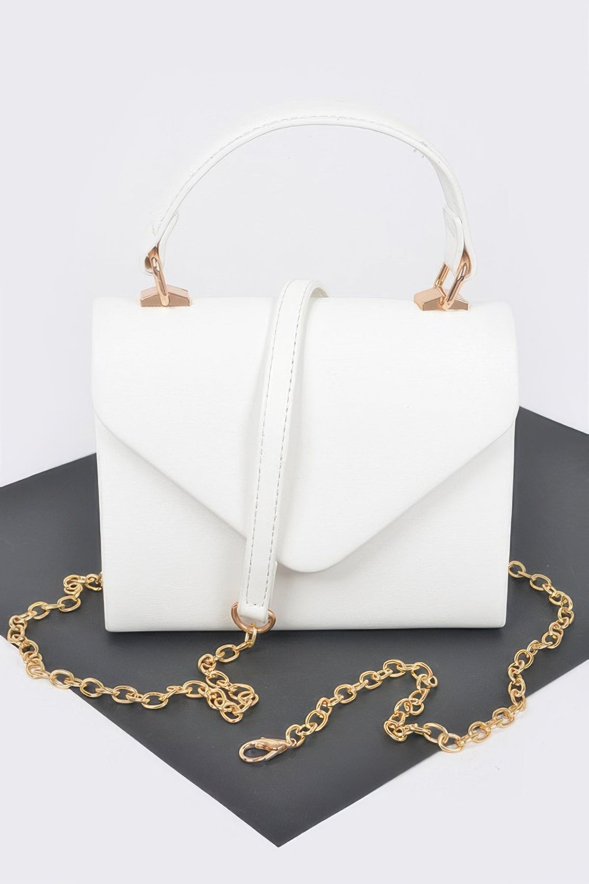 Faux Leather Simple Handle Clutch