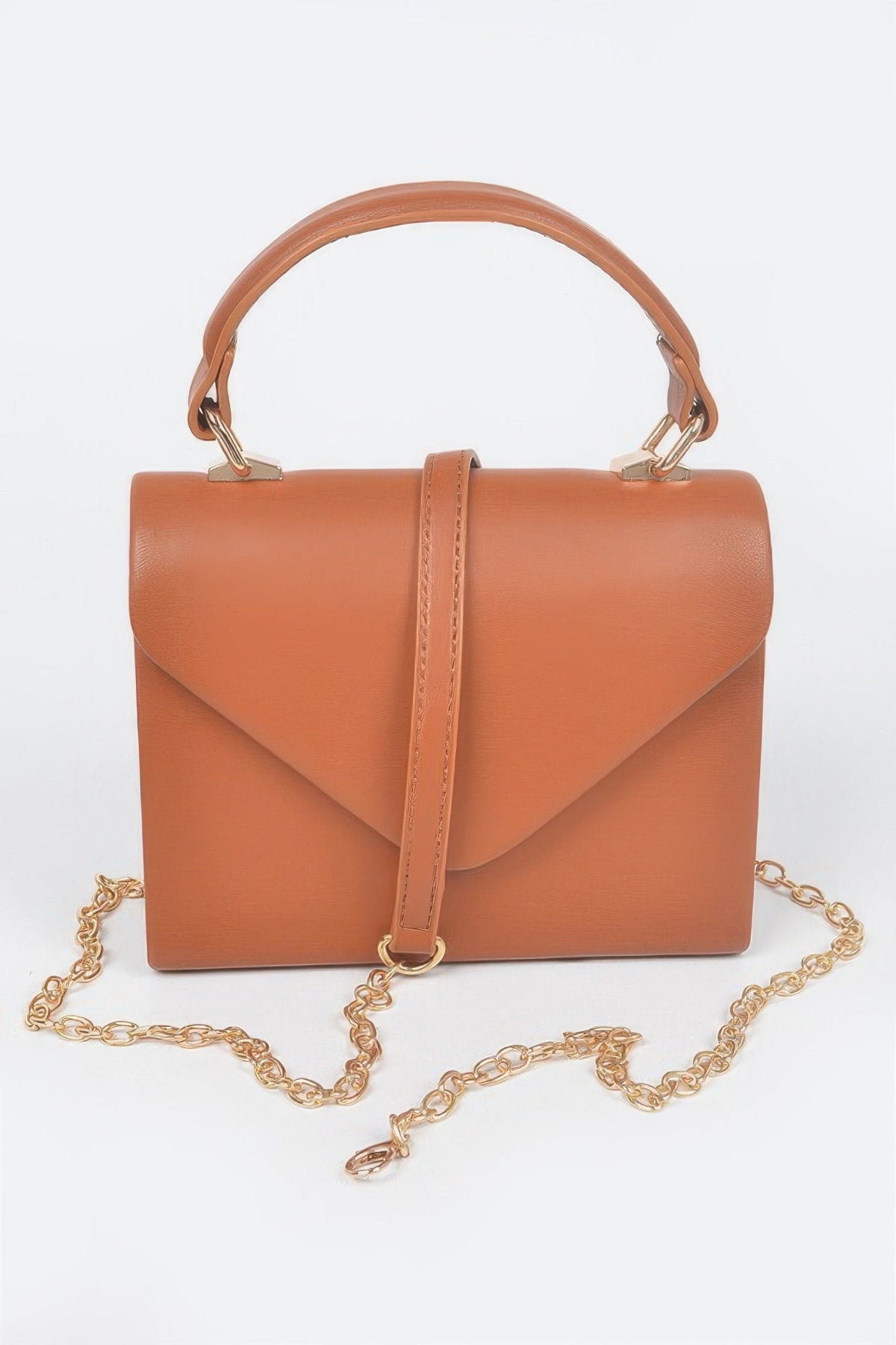 Faux Leather Simple Handle Clutch