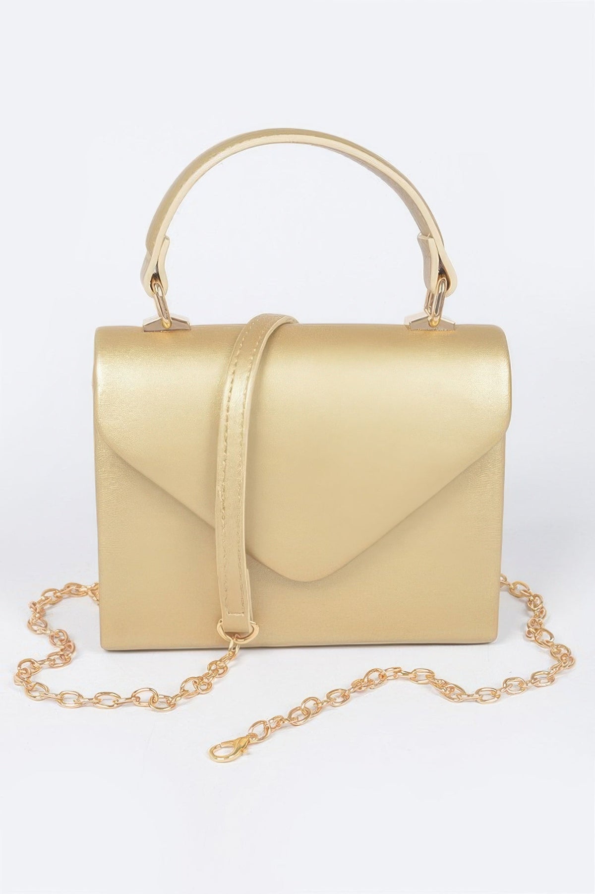 Faux Leather Simple Handle Clutch