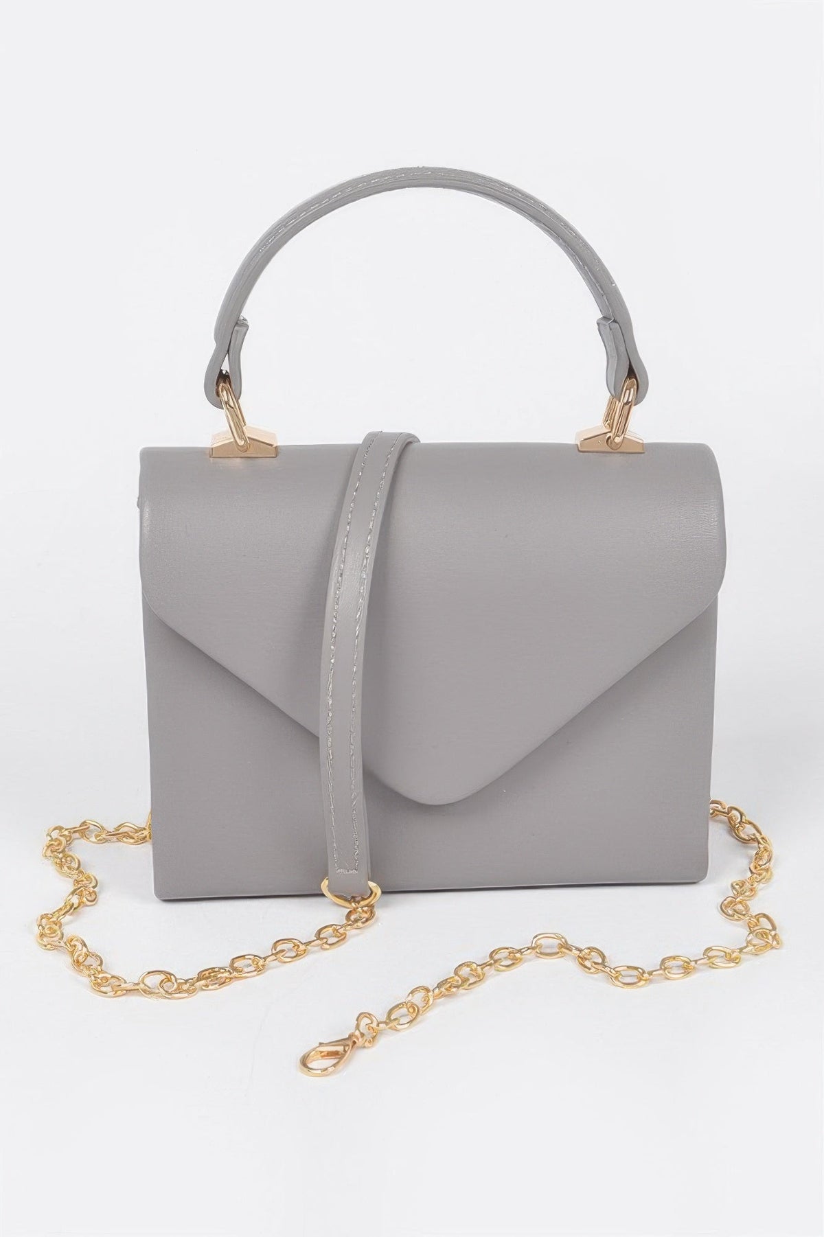Faux Leather Simple Handle Clutch