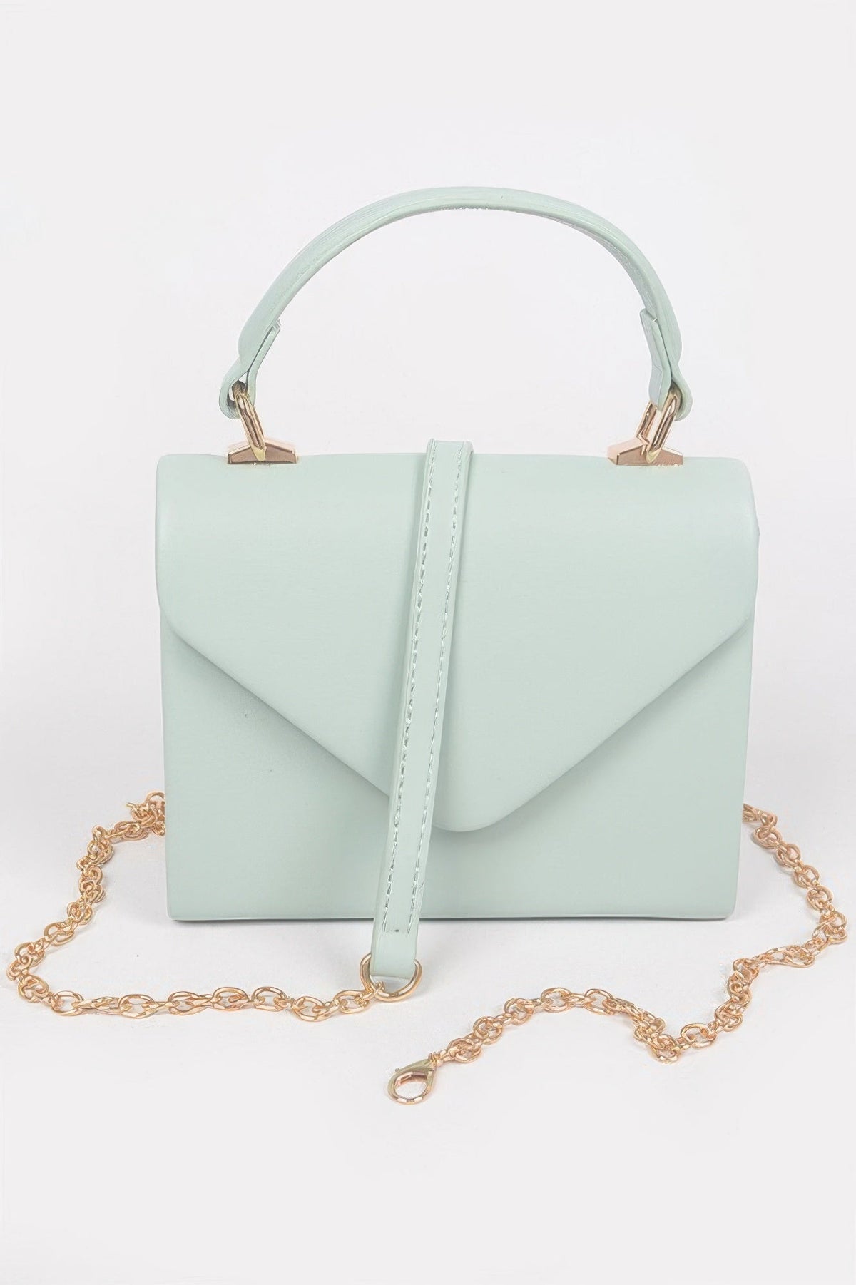 Faux Leather Simple Handle Clutch
