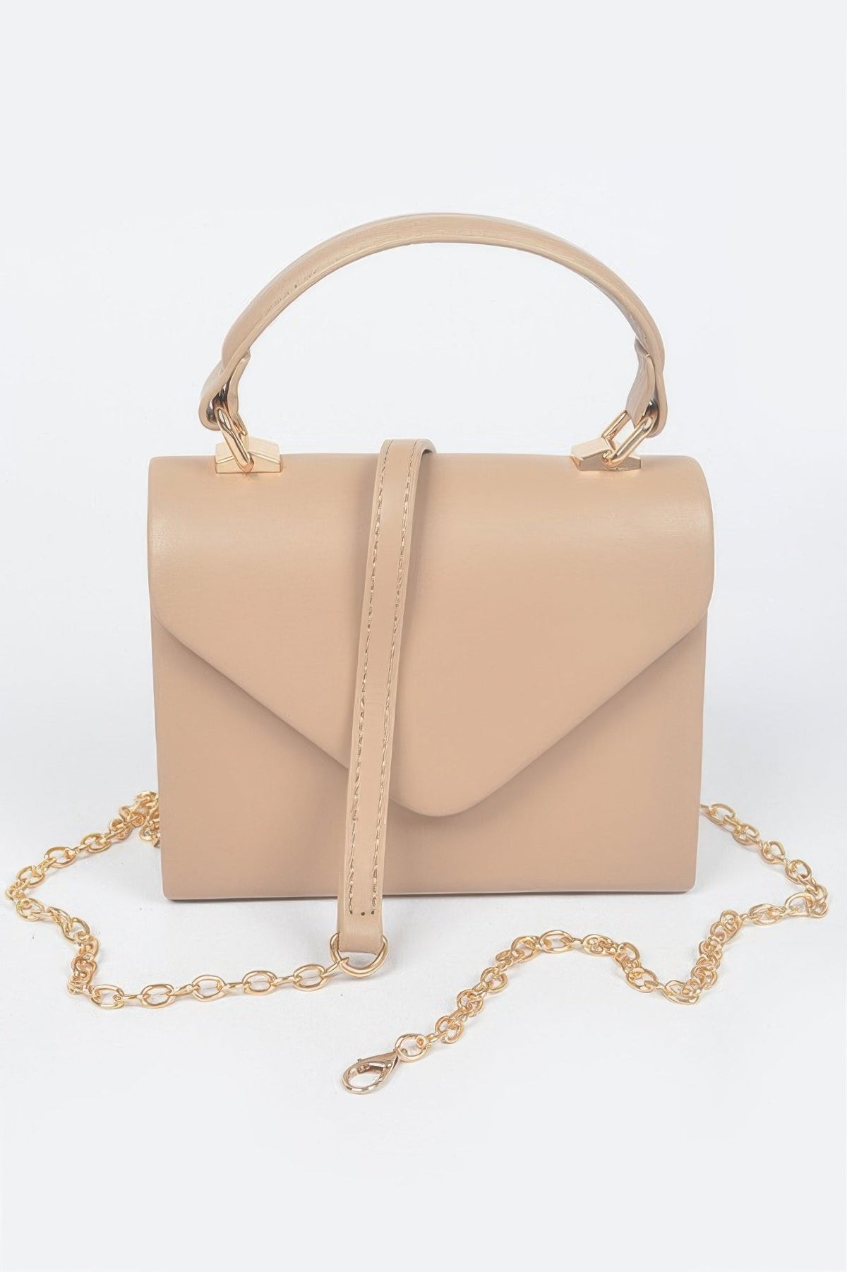 Faux Leather Simple Handle Clutch