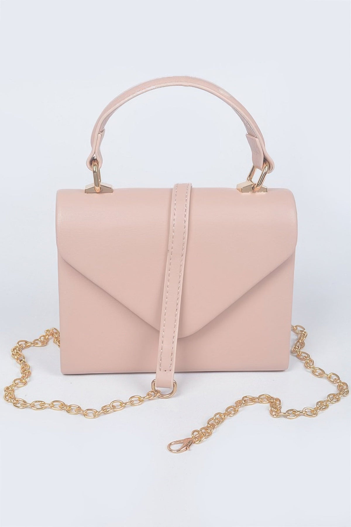 Faux Leather Simple Handle Clutch
