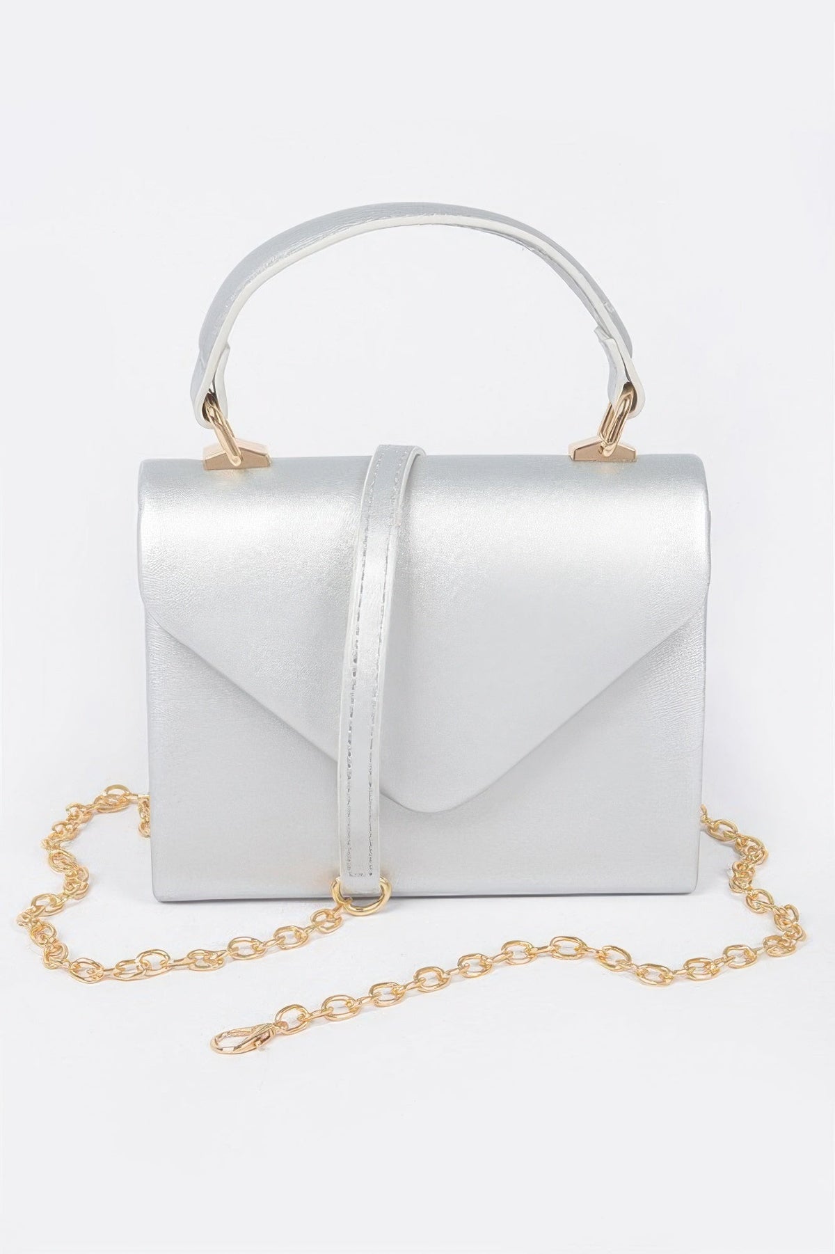 Faux Leather Simple Handle Clutch
