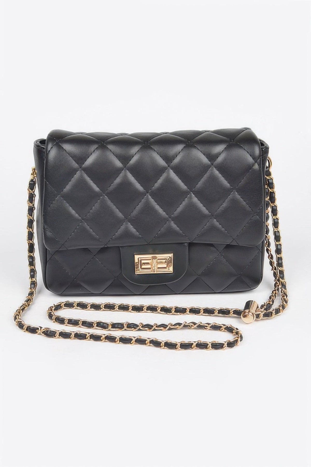 Quilted Faux Leather Flap Bag