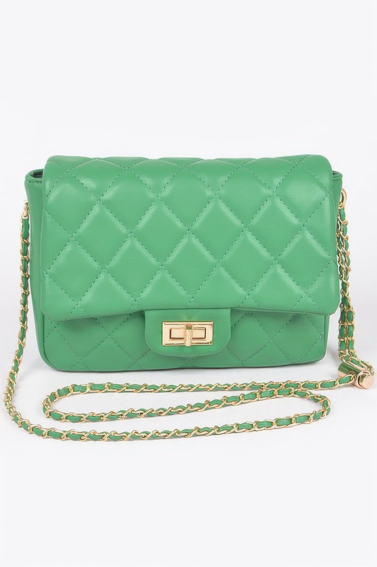 Quilted Faux Leather Flap Bag