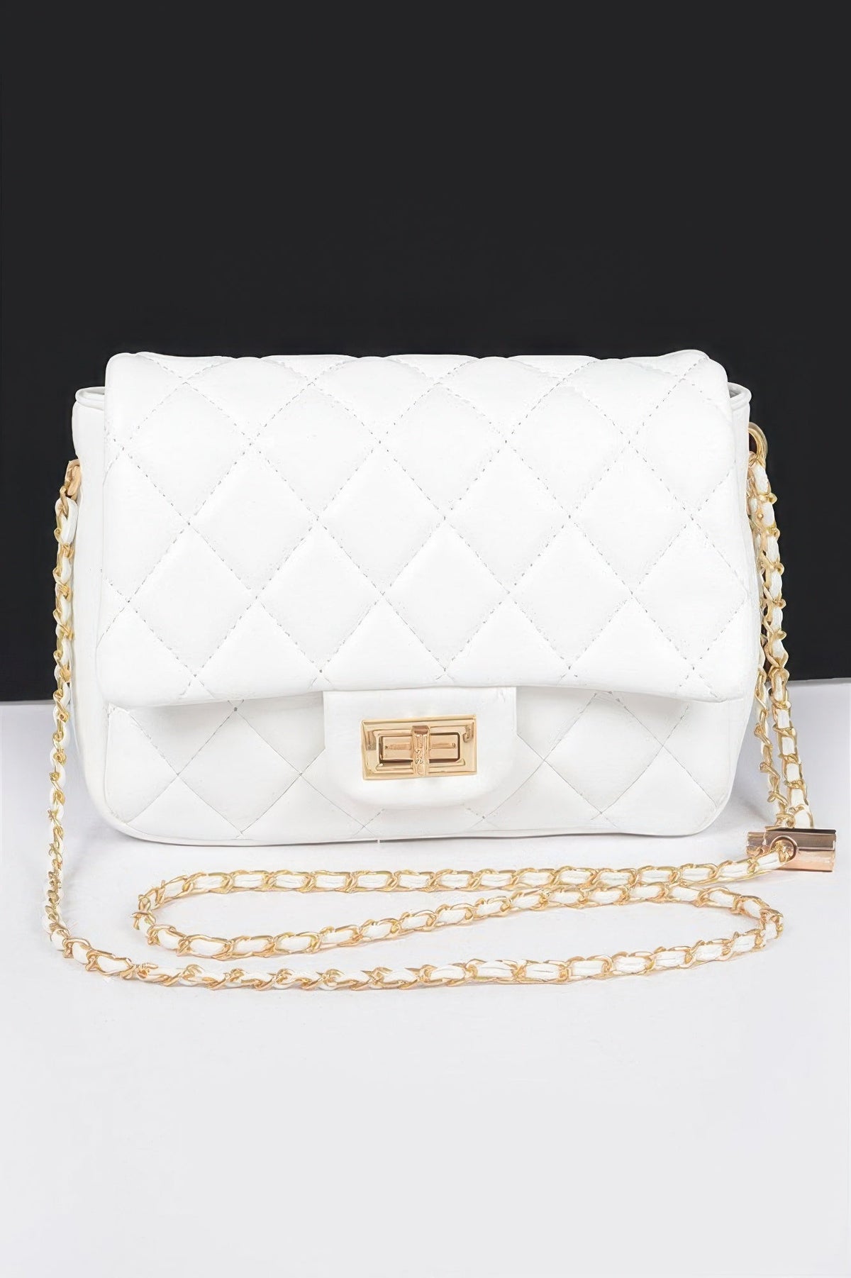 Quilted Faux Leather Flap Bag